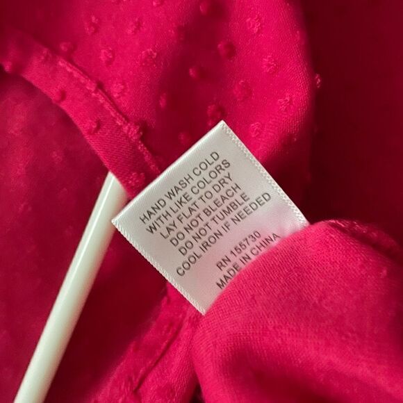 Rose + Olive Pink Back Exposed Zip Swiss Dot Short Sleeve Blouse - Small / S - Picture 7 of 9